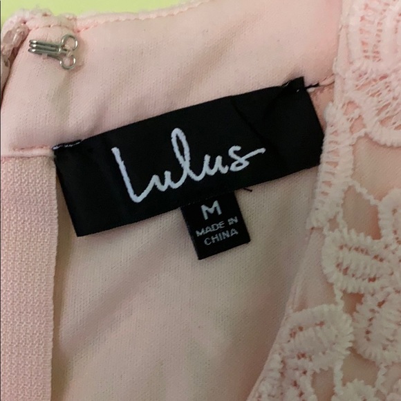 Pink zip up floral lace dress with waistband - Picture 4 of 4